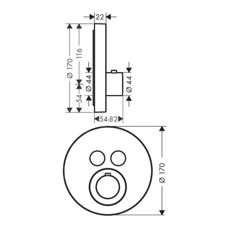 Axor ShowerSelect - Thermostat encastré pour 2 appareils, chrome noir brossé 36723340