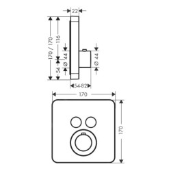 Axor ShowerSelect - Thermostat encastré pour 2 appareils, noir mat 36707670
