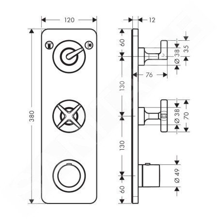 Axor Citterio E - Mitigeur thermostatique encastré, pour 2 appareils, noir mat 36703670