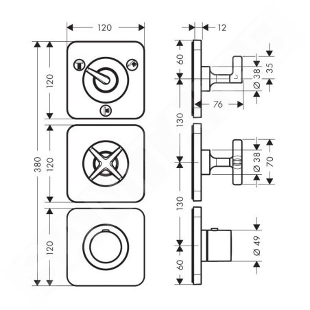 Axor Citterio E - Mitigeur thermostatique encastré, pour 3 appareils, noir mat 36704670