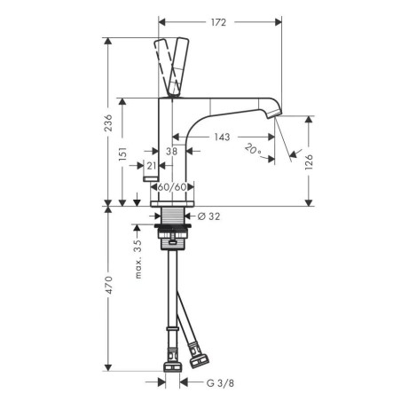 Axor Citterio E - Mitigeur de lavabo, noir mat 36101670