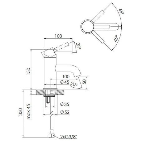 Steinberg 100 - Mitigeur de lavabo, nickel brossé 100 1010 BN