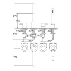 Steinberg 100 - Mitigeur pour montage sur bord de baignoire, 4 trous, nickel brossé 100 2400 BN