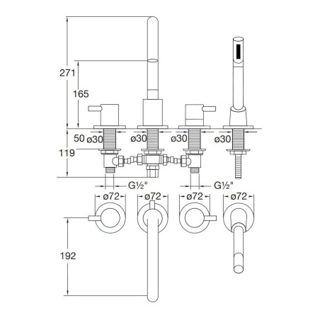 Steinberg 100 - Mitigeur pour montage sur bord de baignoire, 4 trous, nickel brossé 100 2400 BN