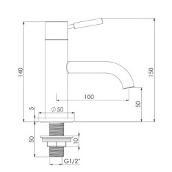Steinberg 100 - Robinet de lavabo, nickel brossé 100 2500 BN