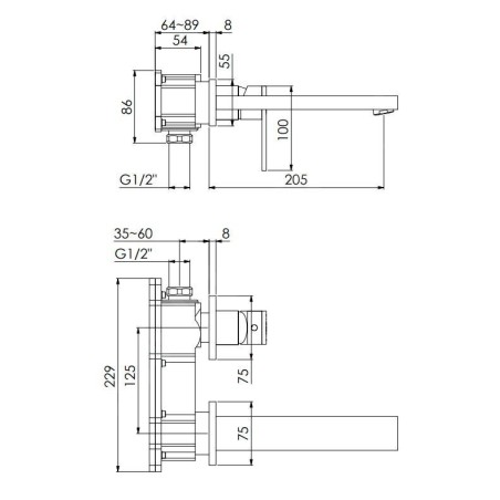 Steinberg 160 - Mitigeur de lavabo encastré, 2 trous, nickel brossé 160 1814 3 BN