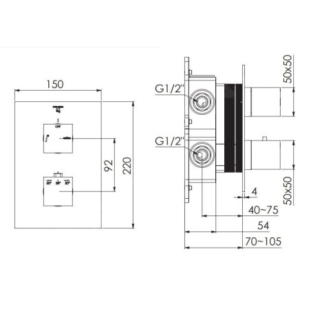 Steinberg 160 - Mitigeur thermostatique encastré pour 2 sorties, rose gold 160 4133 3 RG