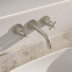 Steinberg 250 - Mitigeur de lavabo encastré, 3 trous, avec corps, nickel brossé 250 1902 BN