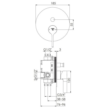Steinberg 280 - Mitigeur encastré pour 2 sorties, rose gold 280 2103 3 RG