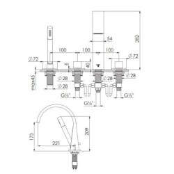 Steinberg 280 - Mitigeur pour montage sur bord de baignoire, 4 trous, chrome 280 2400