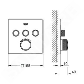 Grohe Grohtherm SmartControl - Mitigeur thermostatique encastré avec 3 soupapes, Hard Graphite 29126A00