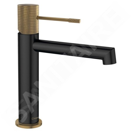 Sapho Solaris - Mitigeur de lavabo, noir mat/doré WD002G