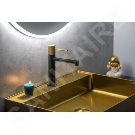 Sapho Solaris - Mitigeur de lavabo, noir mat/doré WD002G