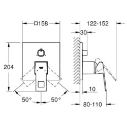 Grohe Eurocube - Mitigeur à encastrer pour 3 sorties, supersteel 24094DC0