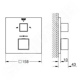 Grohe Grohtherm Cube - Mitigeur thermostatique encastré pour 2 sorties, supersteel 24155DC0