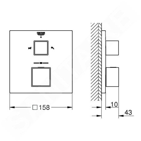 Grohe Grohtherm Cube - Mitigeur thermostatique encastré pour 2 sorties, supersteel 24155DC0