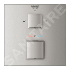 Grohe Grohtherm Cube - Mitigeur thermostatique encastré pour 2 sorties, supersteel 24155DC0