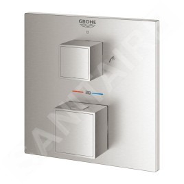 Grohe Grohtherm Cube - Mitigeur thermostatique encastré pour 2 sorties, supersteel 24155DC0