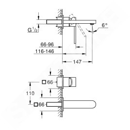 Grohe Plus - Mitigeur de lavabo encastré, installation 2 trous, supersteel 29303DC3
