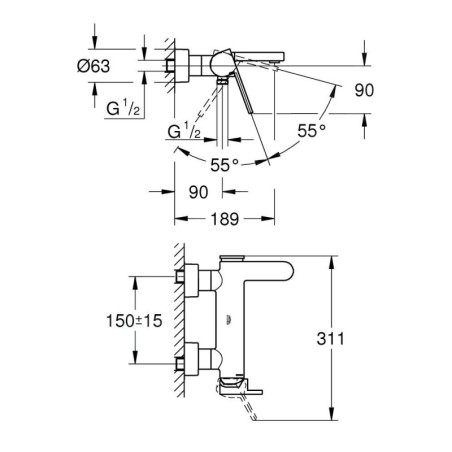 Grohe Plus - Mitigeur de baignoire, supersteel 33553DC3