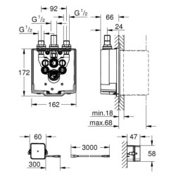Grohe Corps d’encastrement - Corps d’encastrement pour mitigeur de douche électronique 36416001