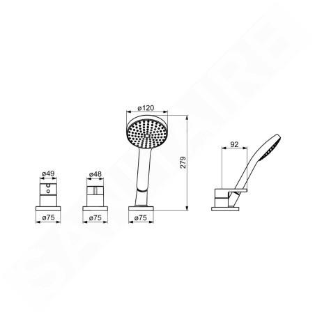 Hansa Vantis Style - Mitigeur pour le bord de baignoire à 3 trous, chrome 54709007