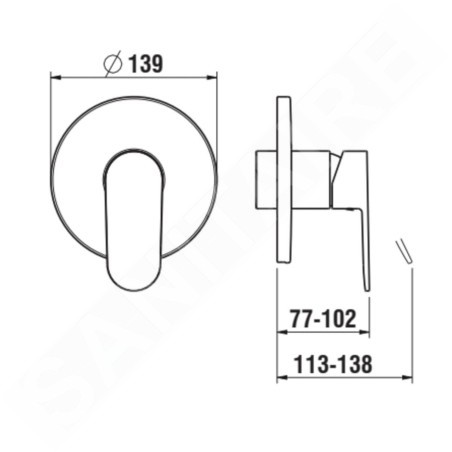 Laufen Neja - Mitigeur de douche encastré, chrome H3315160040001