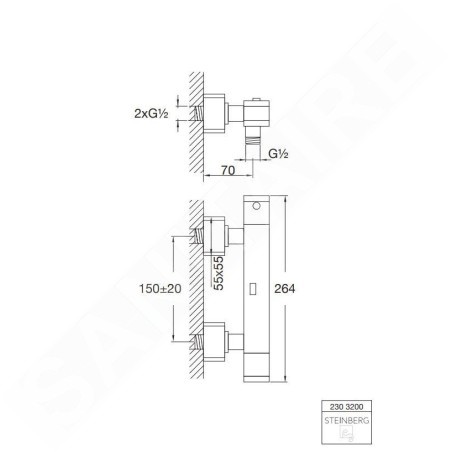Steinberg 230 - Mitigeur thermostatique de douche, chrome 230 3200