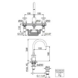 Steinberg 250 - Mitigeur de lavabo avec vidage, installation à 3 trous, or rose 250 2000 RG