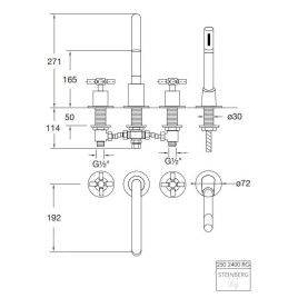 Steinberg 250 - Robinet pour rebord de baignoire, installation à 4 trous, or rose 250 2400 RG