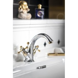 Sapho Antea - Mitigeur de lavabo Antea, avec bonde, chrome/doré 3272