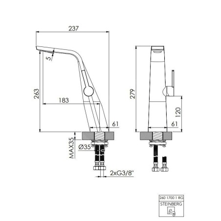 Steinberg 260 - Mitigeur de lavabo, or rose 260 1700 1 RG