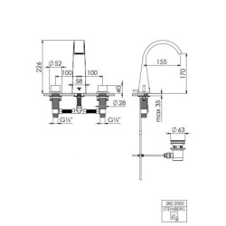 Steinberg 280 - Mitigeur de lavabo avec vidage, installation à 3 trous, chrome 280 2000