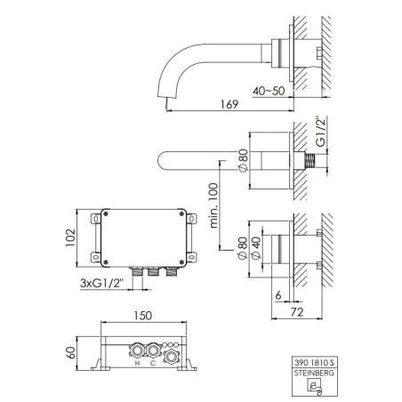 Steinberg iFlow - Mitigeur de lavabo électronique, noir 390 1810 S