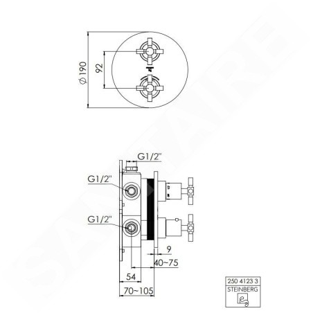 Steinberg 250 - Mitigeur thermostatique encastré 3 sorties, chrome 250 4123 3