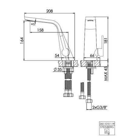 Steinberg 260 - Mitigeur de lavabo, blanc mat 260 1010 1 W