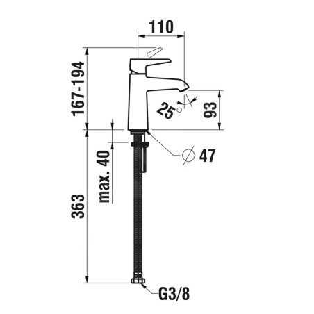 Laufen Pure - Mitigeur de lavabo, Eco+, chrome HF901702100000