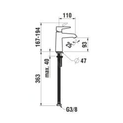 Laufen Pure - Mitigeur de lavabo, Eco+, noir mat HF901702428000