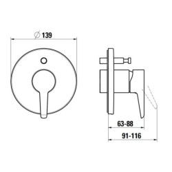 Laufen Pure - Mitigeur encastré 2 sorties, noir mat HF901779428000