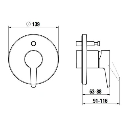 Laufen Pure - Mitigeur encastré 2 sorties, noir mat HF901789428000