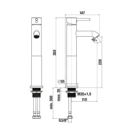 Jika Mio Style - Mitigeur de lavabo, Cold Start, chrome H3112F80049201