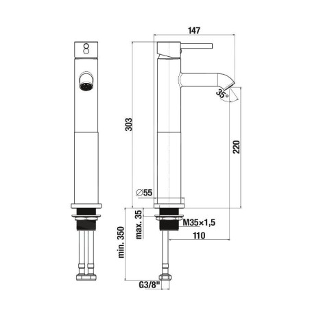 Jika Mio Style - Mitigeur de lavabo, Cold Start, chrome H3112F80049201