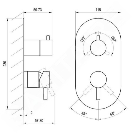 Ravak Espirit - Mitigeur encastré 3 appareils, or rose brossé X070357