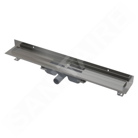 Alcadrain Douchegoten - Caniveau de douche Wall Low 750 mm, avec rebord pour grille pleine et collier fixe au mur, inox