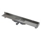 Alcadrain Douchegoten - Caniveau de douche Wall Low 750 mm, avec rebord pour grille pleine et collier fixe au mur, inox