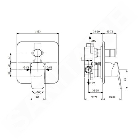 Ideal Standard CeraPlan - Mitigeur encastré 2 sorties, avec corps d’encastrement, noir BD259XG