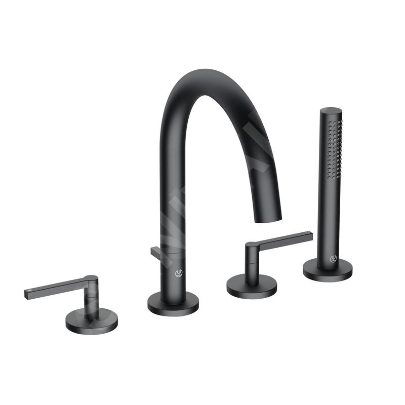 Kludi Nova Fonte - Mitigeur de bain pour montage sur bord de baignoire, installation 4 trous, noir 204250520