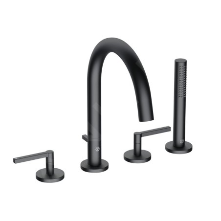 Kludi Nova Fonte - Mitigeur de bain pour montage sur bord de baignoire, installation 4 trous, noir 204253915