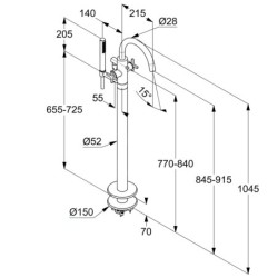 Kludi Nova Fonte - Mitigeur de baignoire pour montage au sol, chrome 205900520