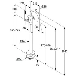 Kludi Nova Fonte - Mitigeur de baignoire pour montage au sol, chrome 205900539